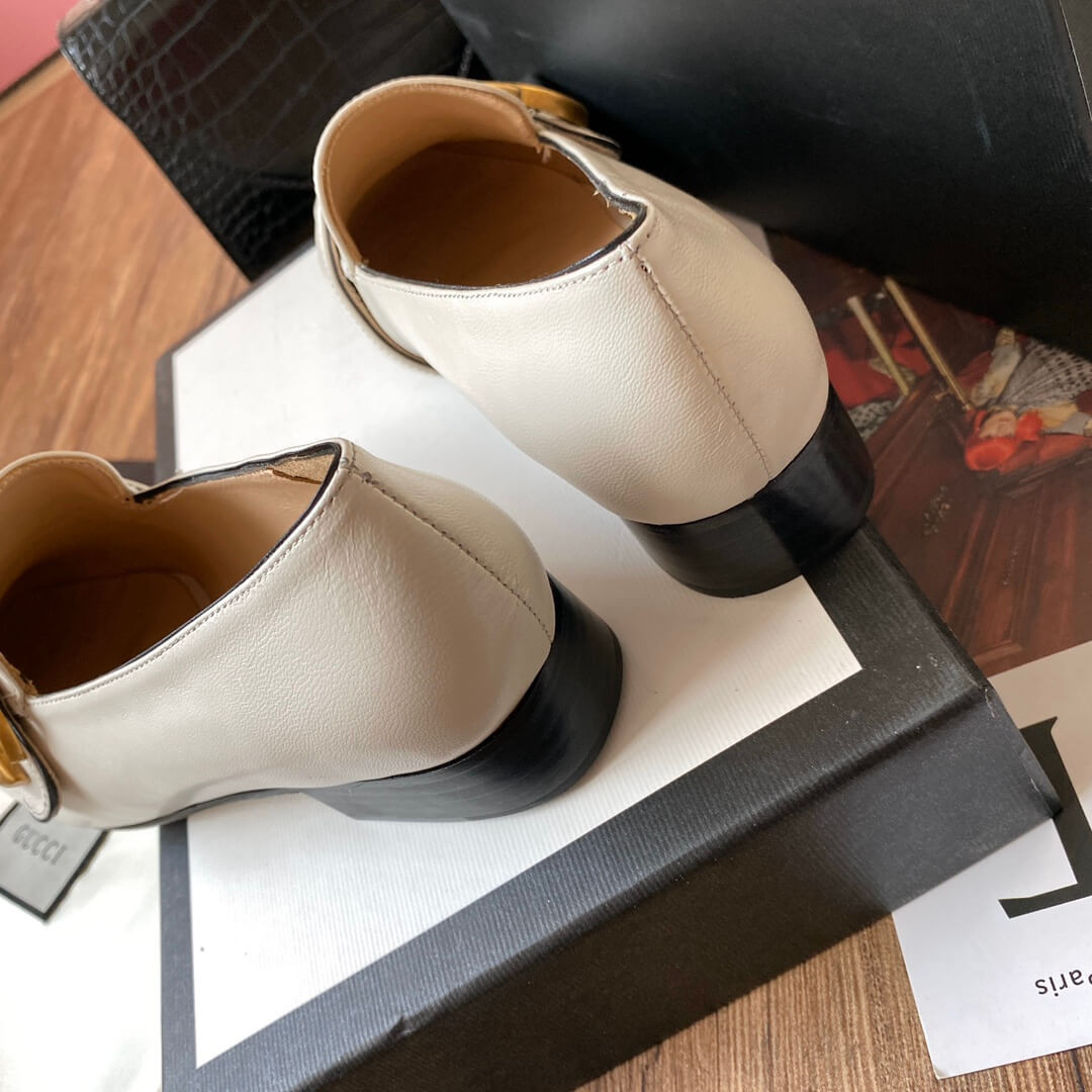 Gucci Leather Loafer with Double G 602496 White