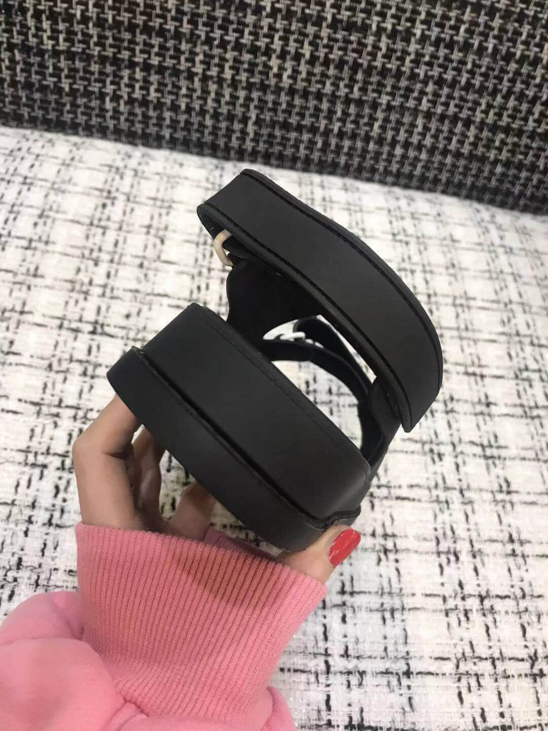 Chanel Velcro Sandals G31848 Black/Silver