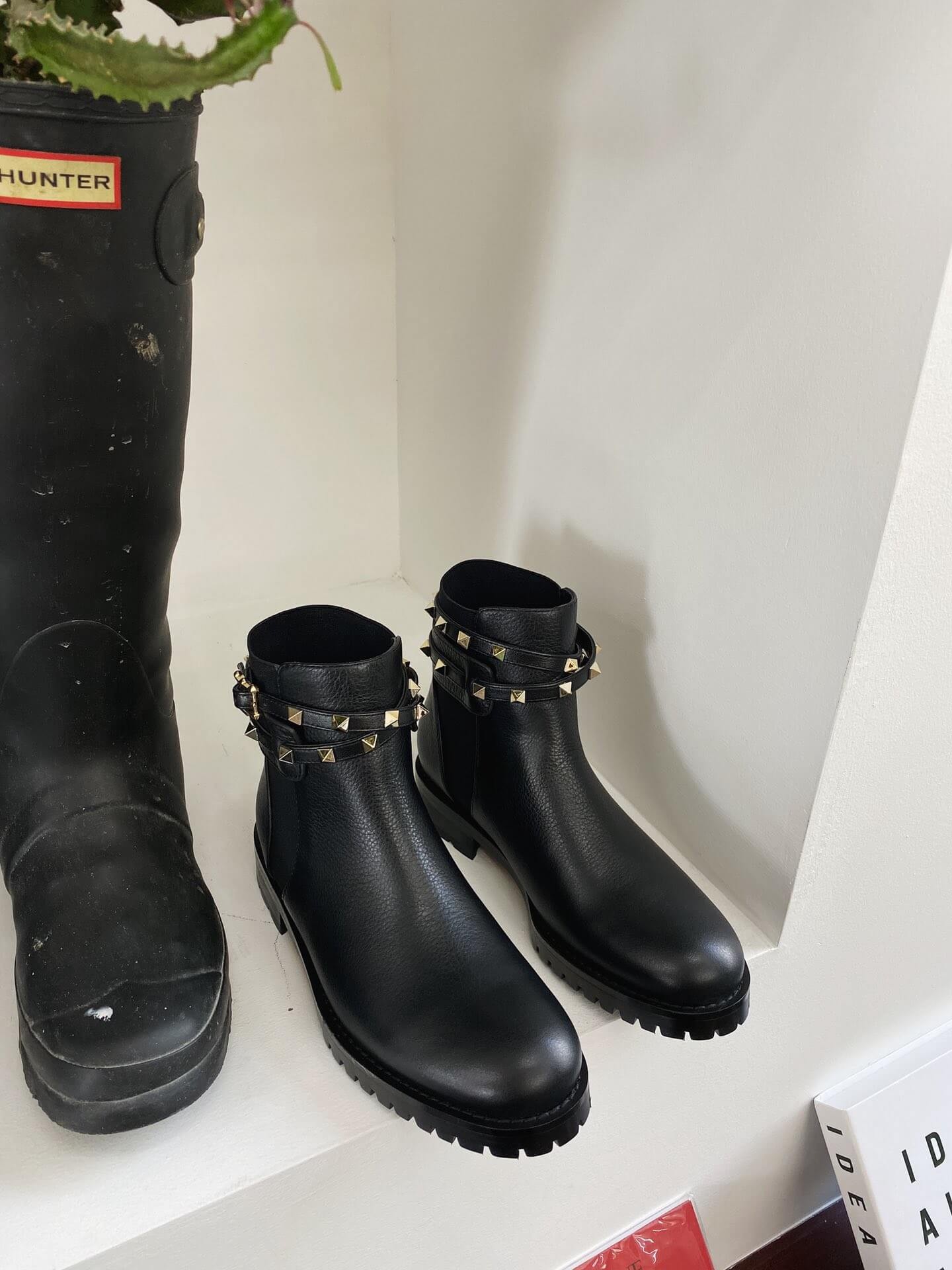 Valentino Garavani Rockstud Grainy Calfskin Leather Ankle Boot P64