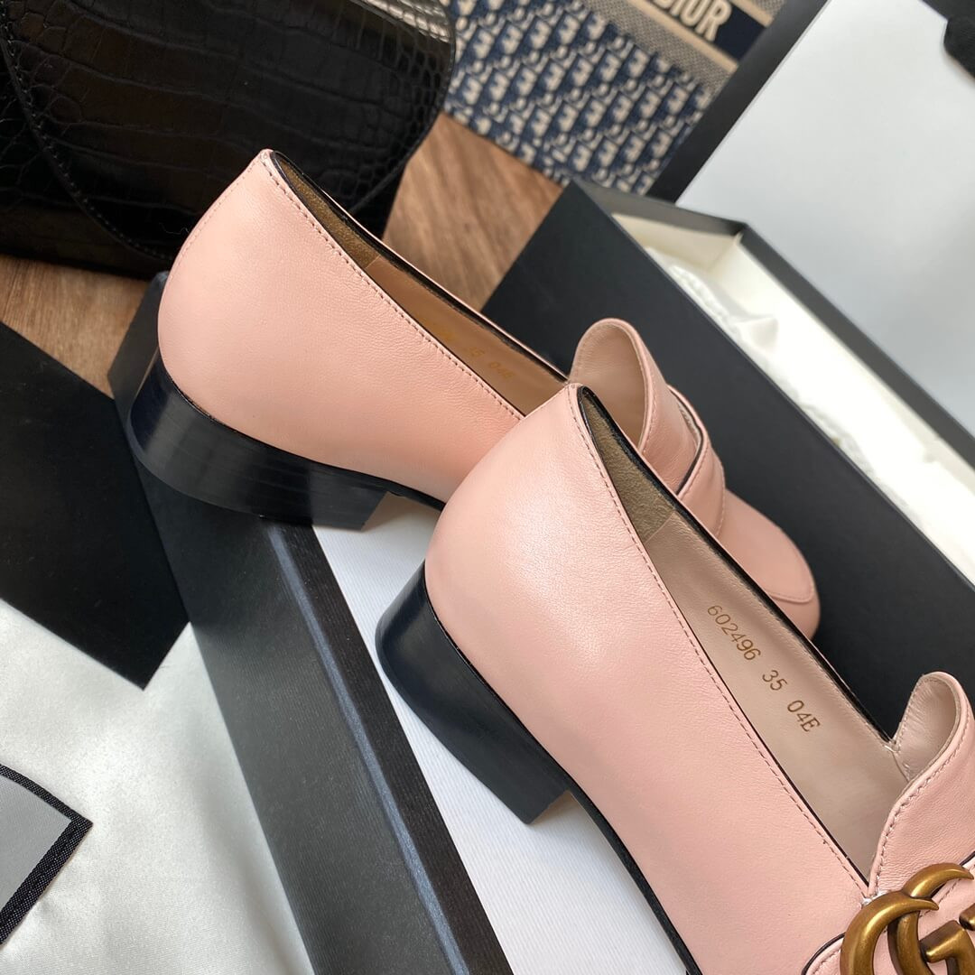 Gucci Leather Loafer with Double G 602496 Pink