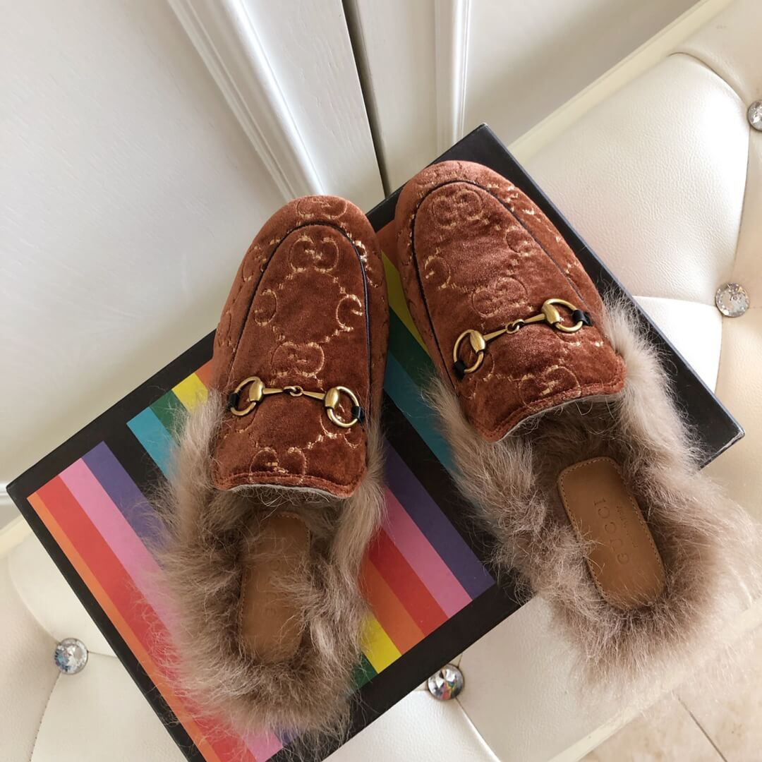 Gucci Princetown GG Velvet Slipper 448657