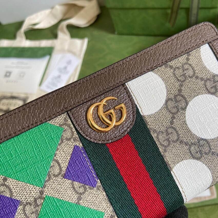 Gucci Geometric Motifs Ophidia Zip Around Wallet 523154
