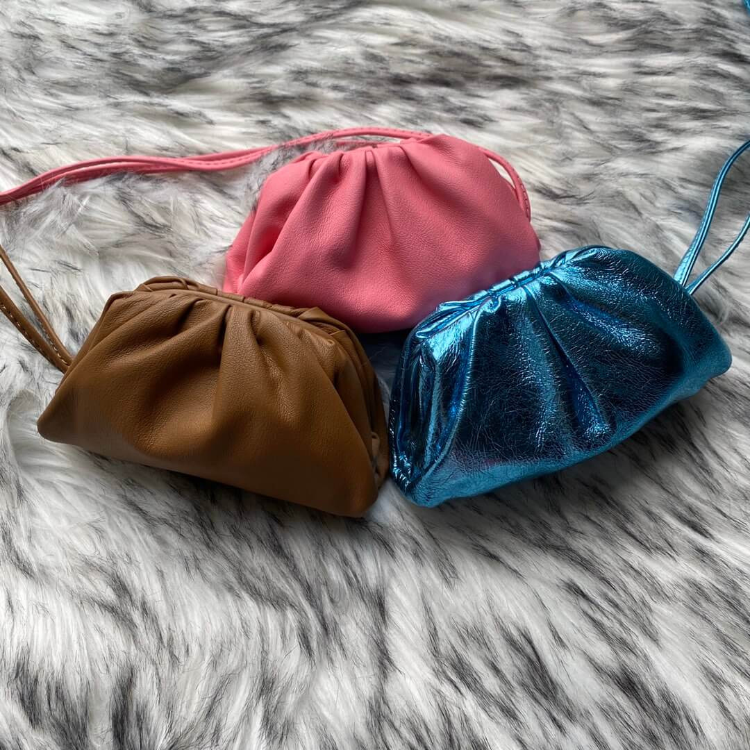 Bottega Veneta The Pouch Mini Clutch In Blue Metallic Leather 1364361