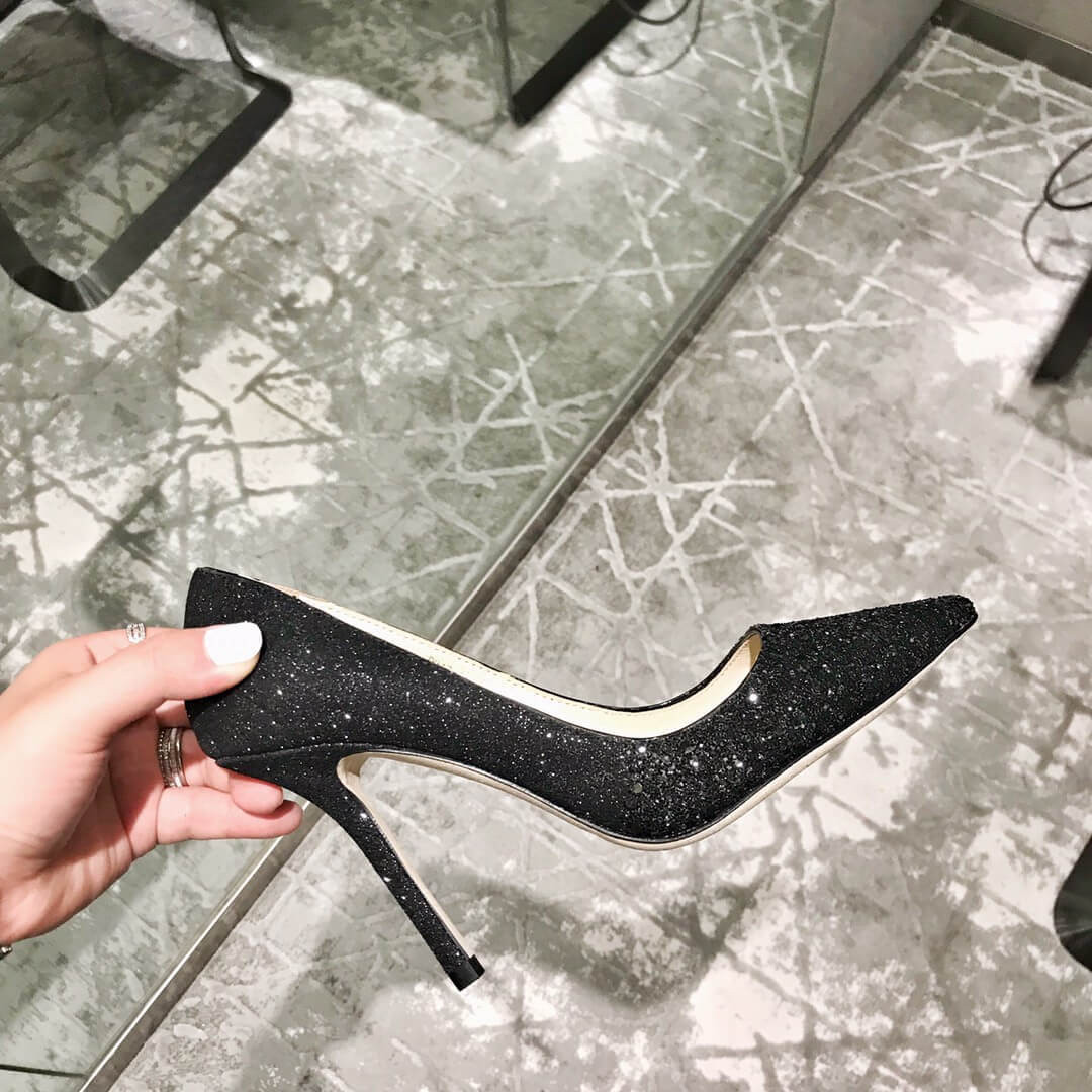 Jimmy Choo 95mm Rainbow Glitter Fabric Pump