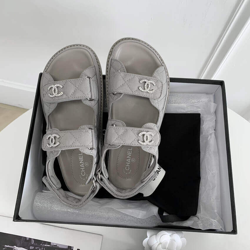 Chanel Crystal CC Velcro Sandals 261154