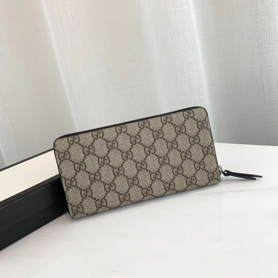 Gucci Bee Print GG Supreme Zip Around Wallet 451273