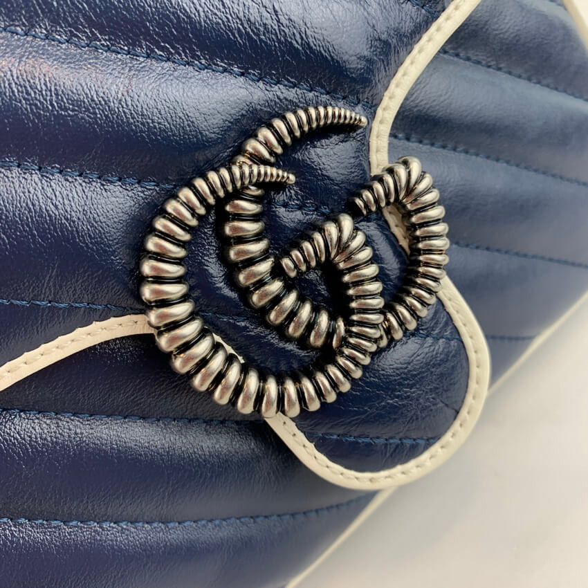 Gucci GG Marmont Mini Top Handle Bag 583571 Blue