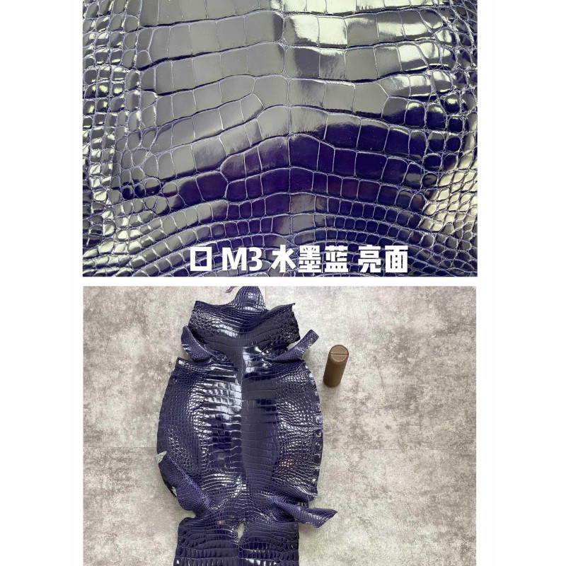 Hermes makes exclusive leather glossy American alligator: blue line