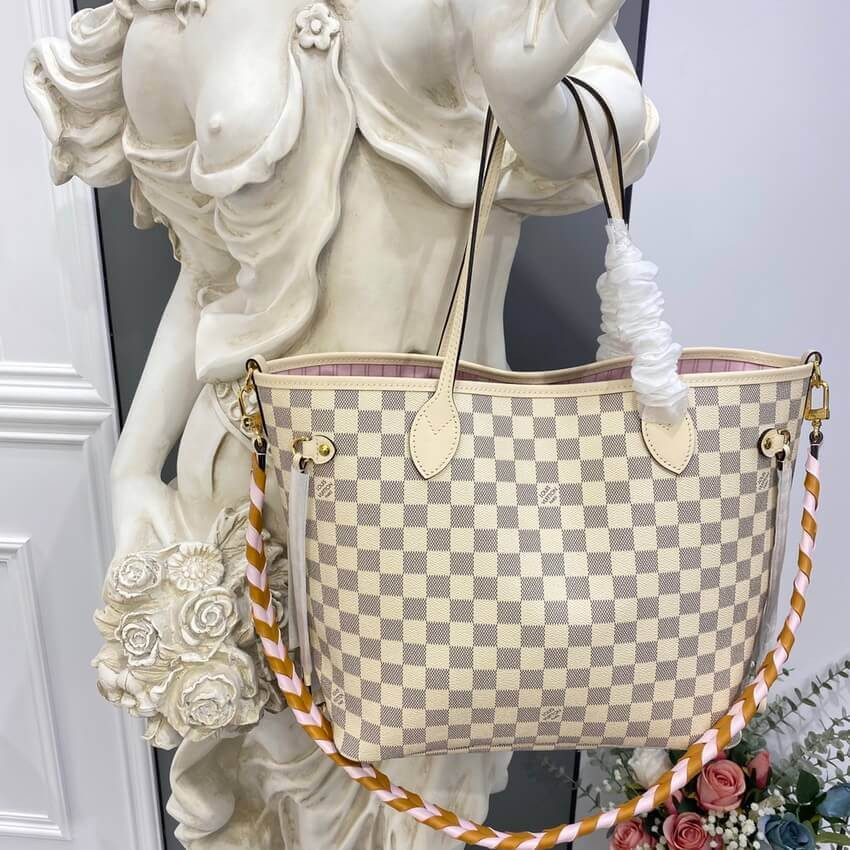 Louis Vuitton Damier Azur Neverfull MM N45295 Pink