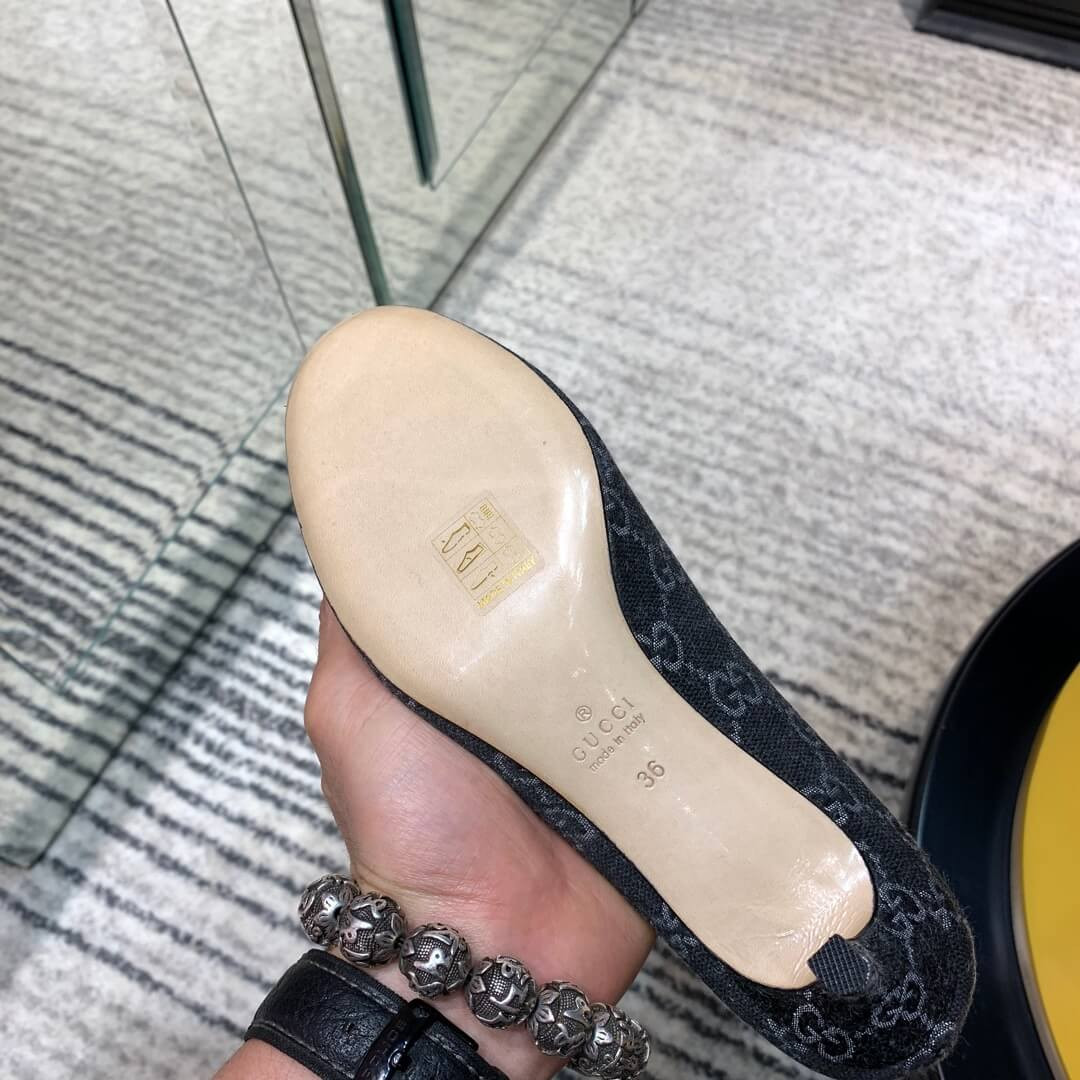 Gucci Canvas Ballerinas 423167 Black/White