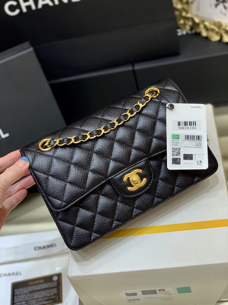 Chanel Small Classic Double Flap Bag A01113 Caviar Calfskin