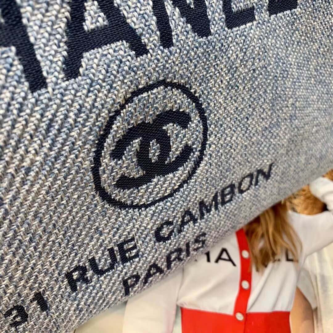 Chanel Deauville Tote 38cm Canvas Bag A66941 Light Blue