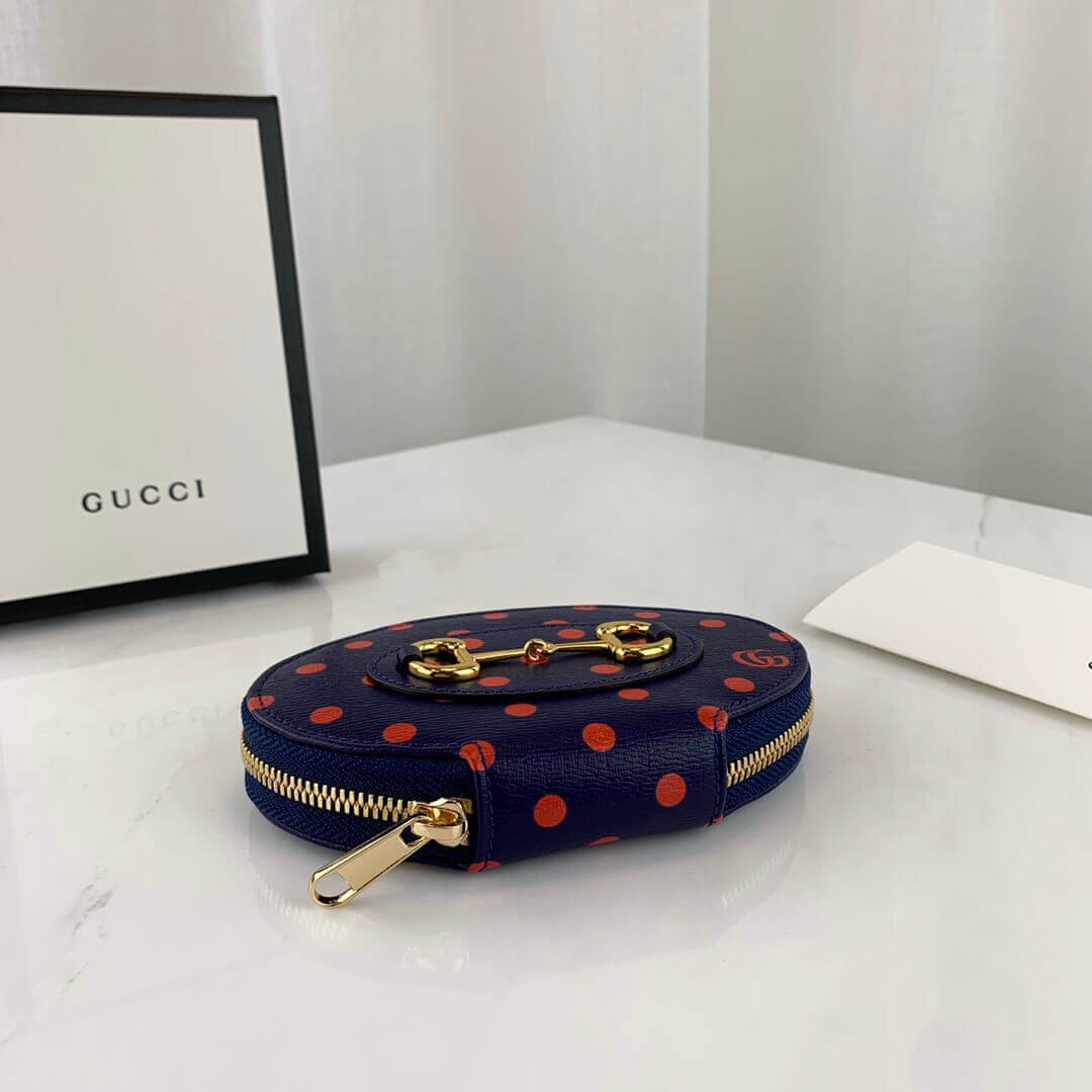 Gucci Navy And Red Polka Dot Coin Case 622040
