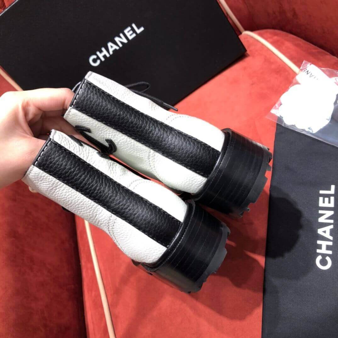 Chanel Pearl Embellished Ankle Boots G36209 Black/White