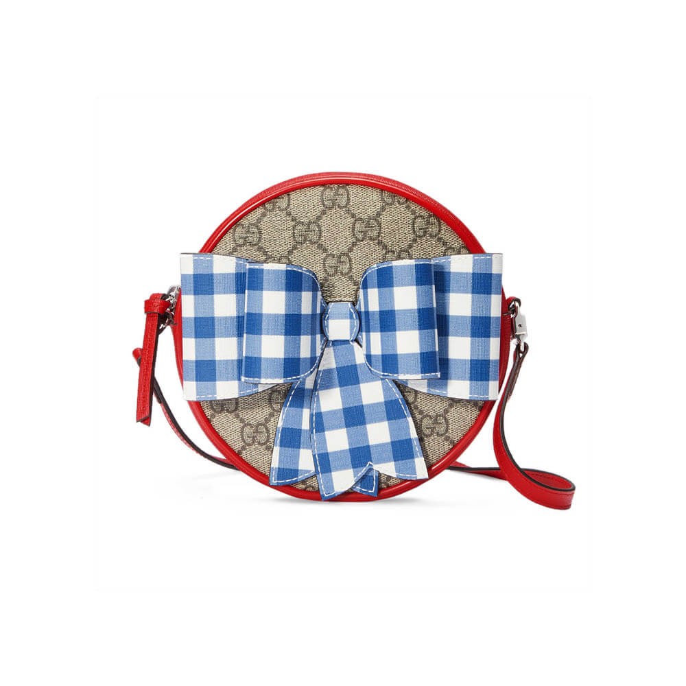 Gucci Childrens Check Bow GG Messenger 478294 Red