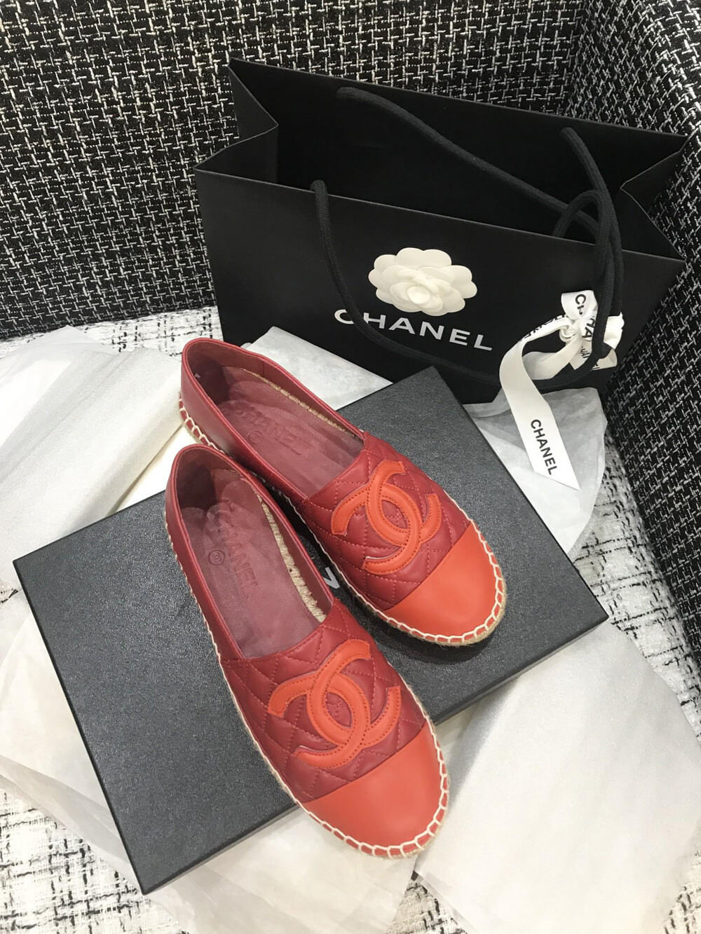 Chanel CC Quilted Espadrilles G29762 Burgundy