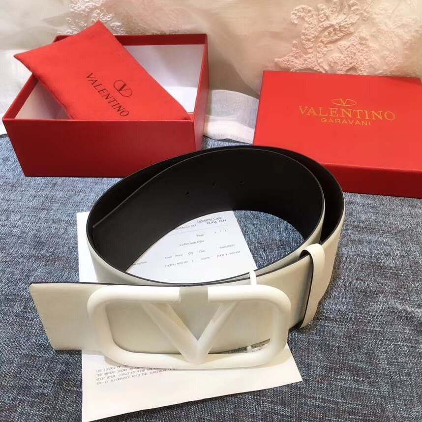 Valentino Reversible Vlogo Belt In Glossy Calfskin 70 mm