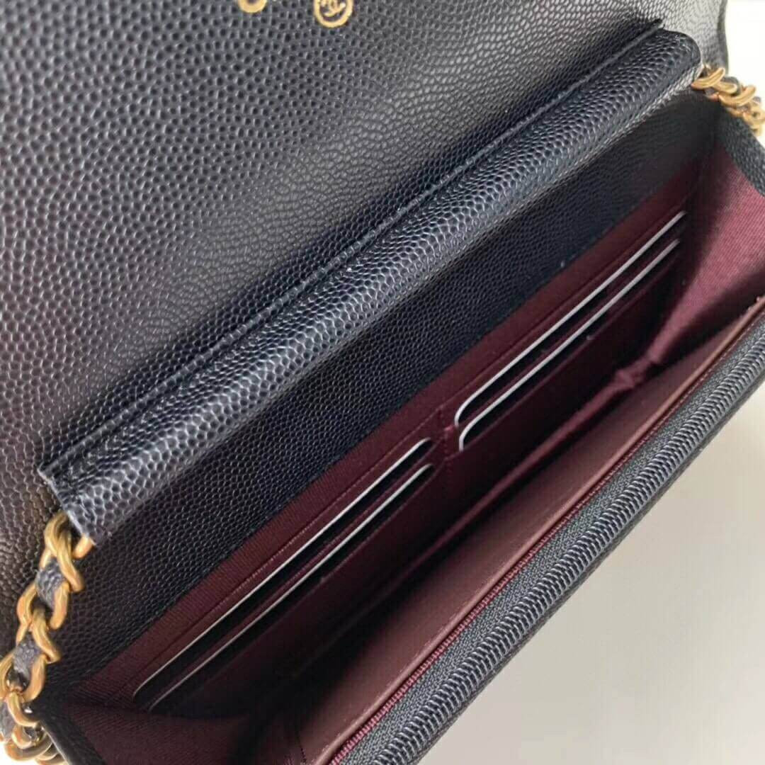 Chanel Caviar Quilted Wallet On Chain Woc A33814