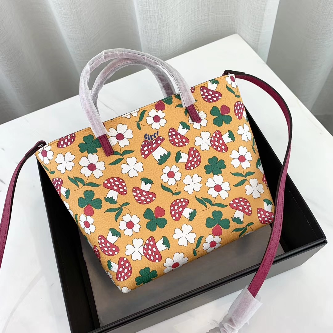 Gucci Childrens Flower Mushroom-Print Tote 410812