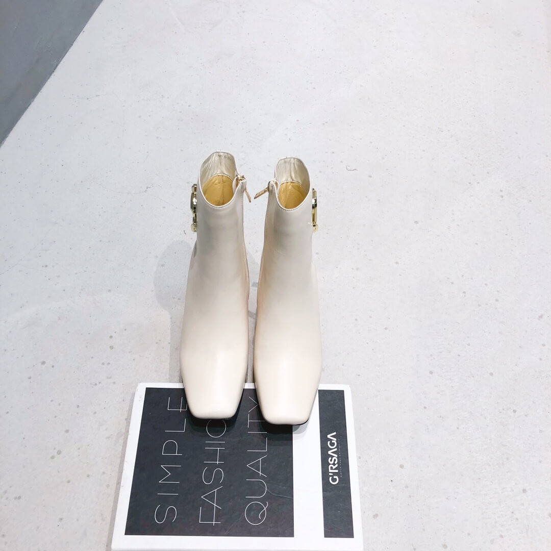 Jimmy Choo Latte Calf Leather Ankle Bootie with Gold JC Logo 80258