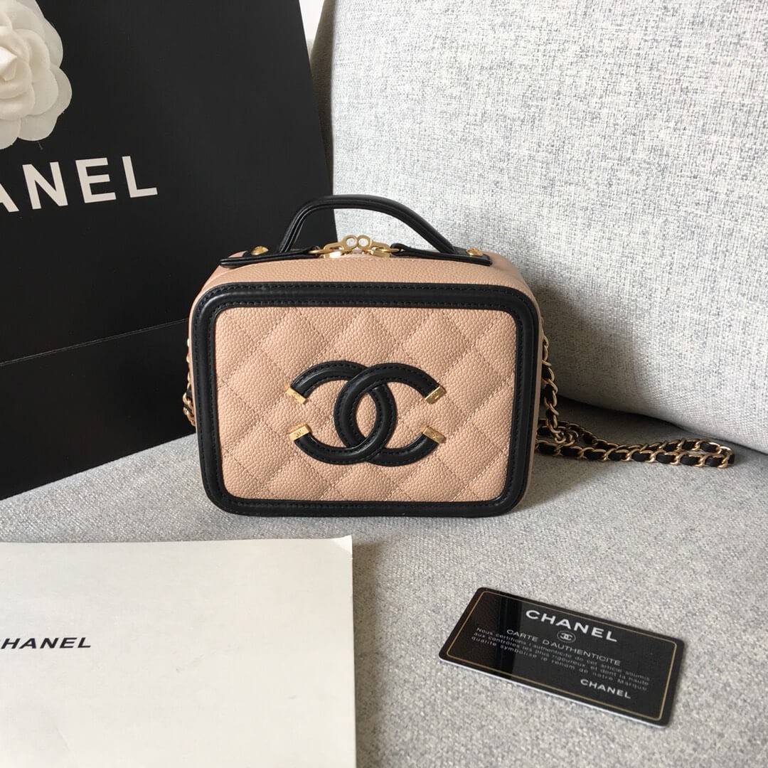 Chanel Quilted Caviar Small Vanity Case A93342