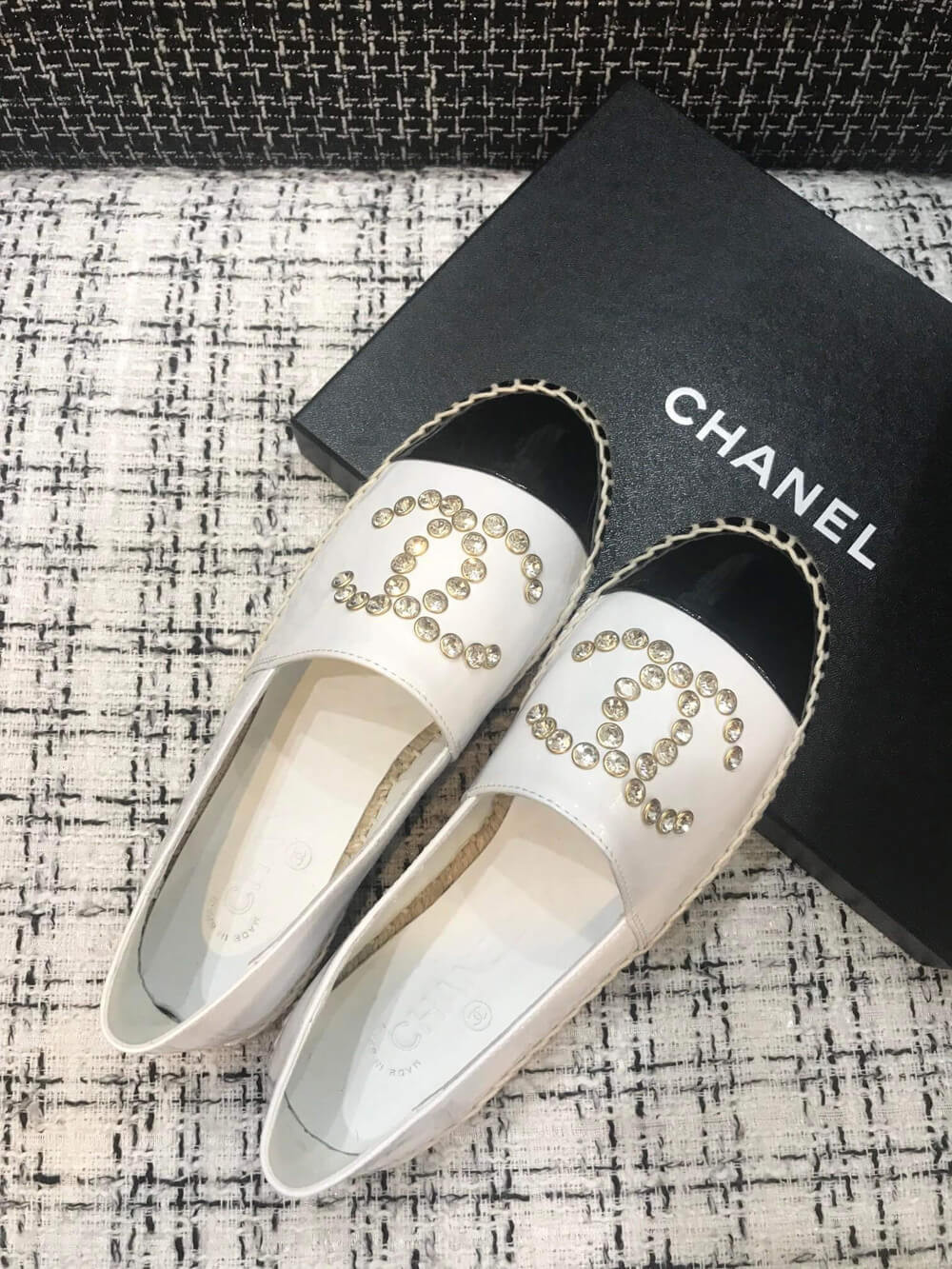 Chanel Patent Calfskin & Metallic Goatskin Espadrilles G29761
