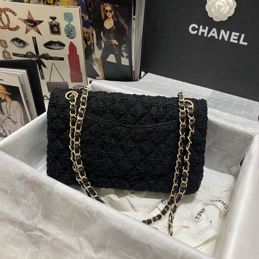 Chanel  Classic Flap Bag in Black Tweed 1112