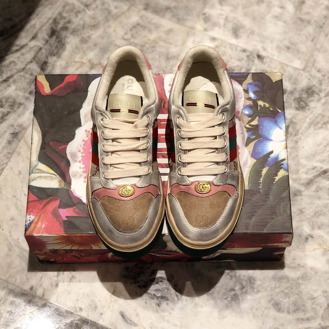 Gucci Screener Leather Sneaker 570443 Light Pink