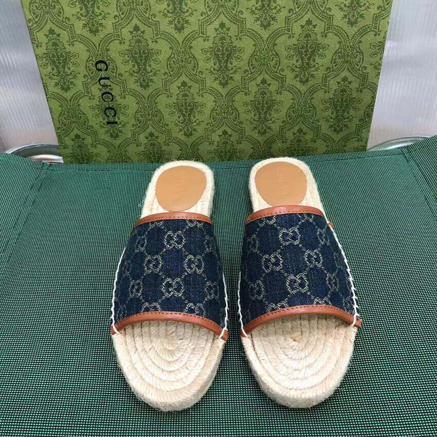 Gucci Jacquard GG Denim Sandal
