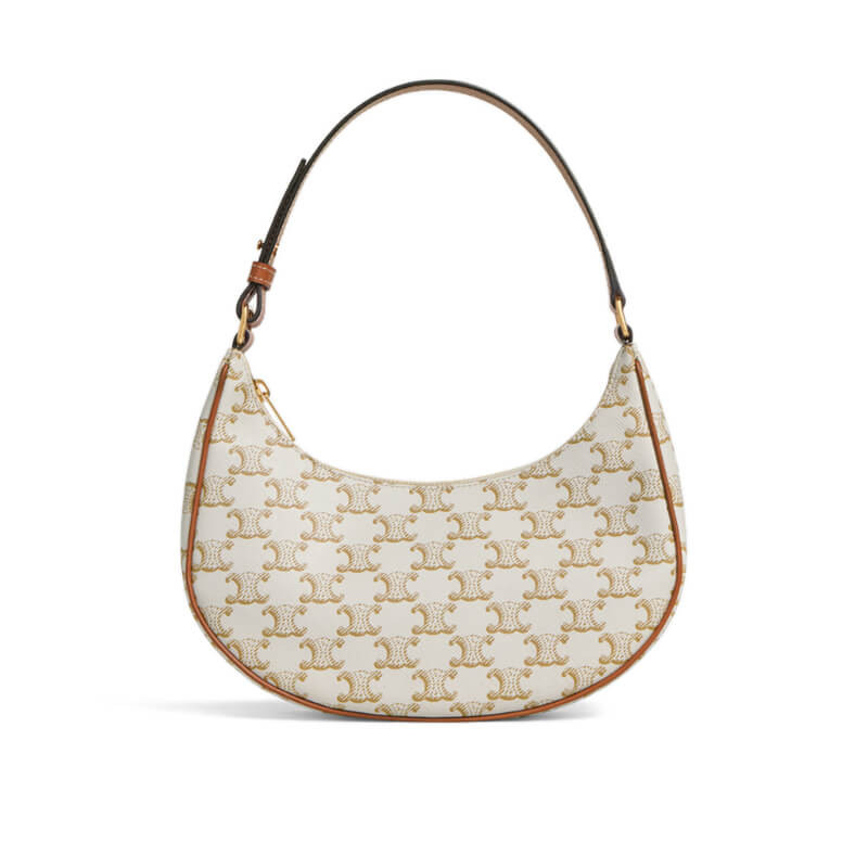 Celine Ava Bag In Triomphe Canvas 193952 White