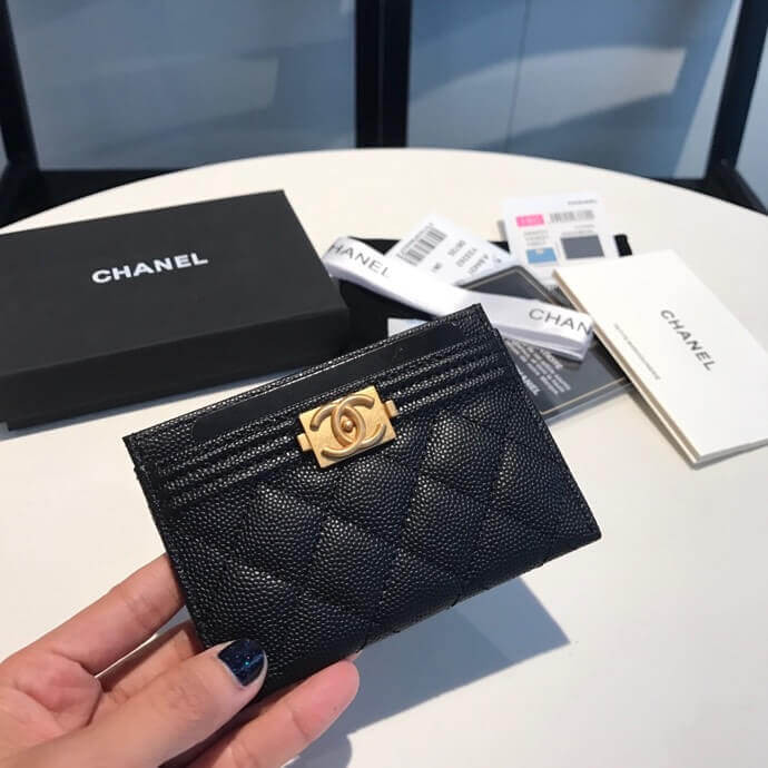 Chanel Grained Calfskin Boy Card Holder A84431
