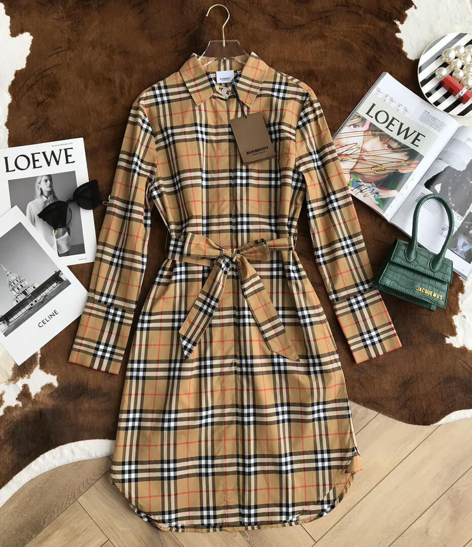 Burberry Vintage Check Cotton Tie-waist Shirt Dress 40734551