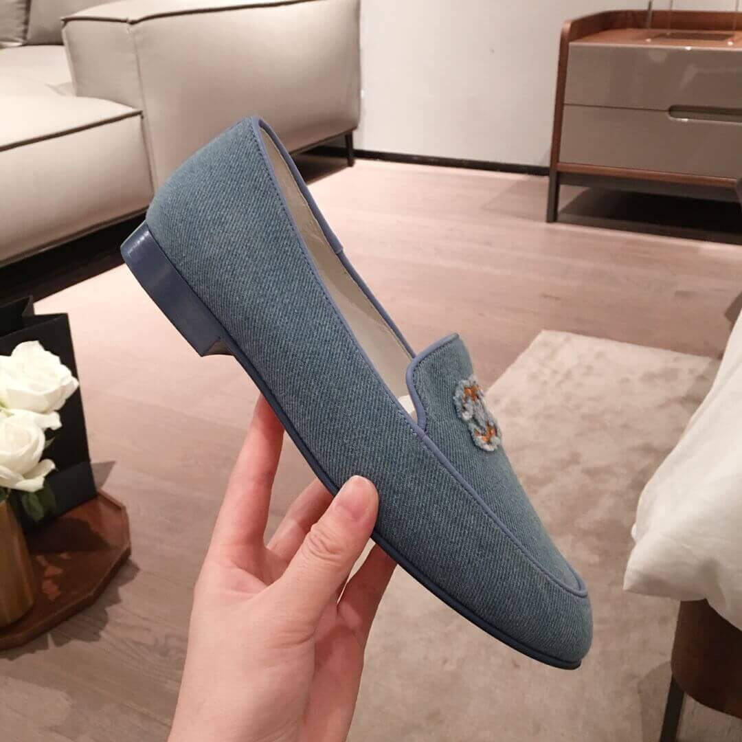 Chanel Denim Logo Loafers G35782