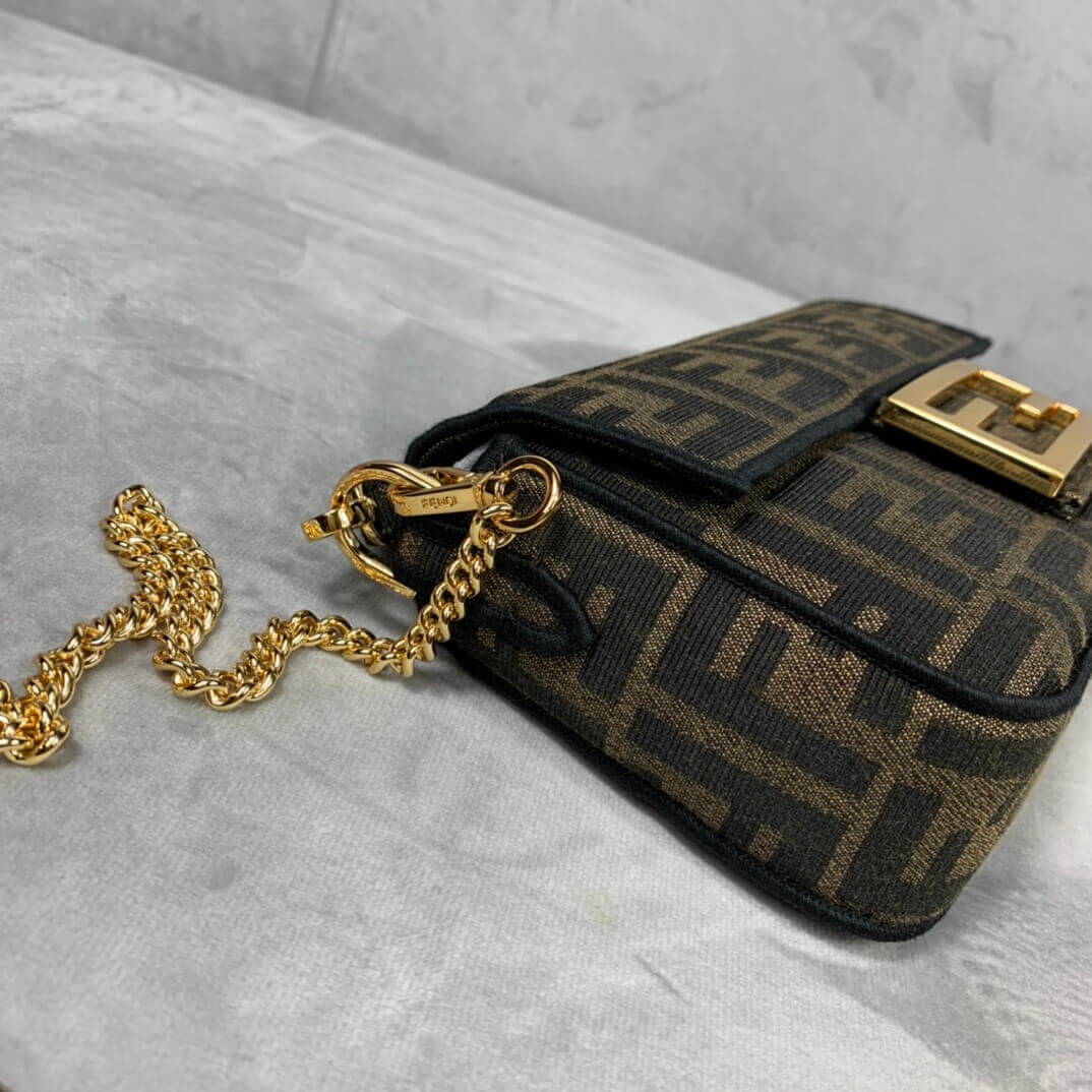Fendi Mini Baguette Bag in Brown Fabric 8BS017