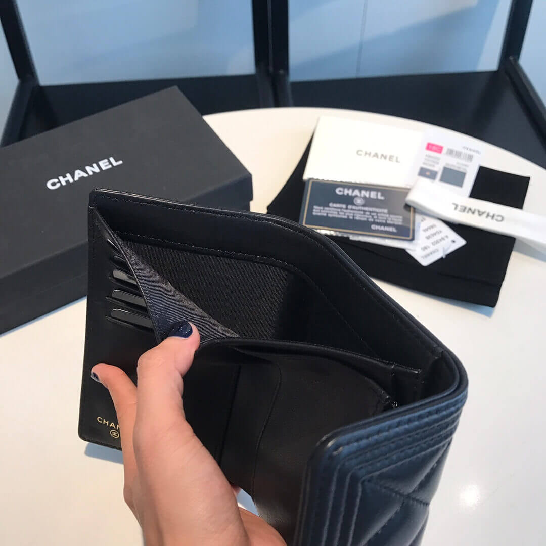 Chanel Lambskin Boy Flap Wallet A84302