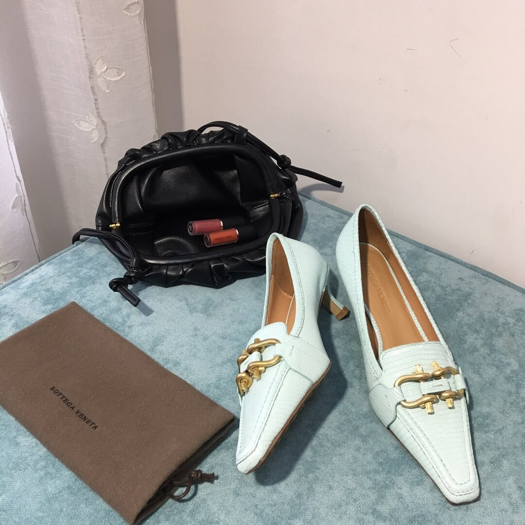 Bottega Veneta Madame Lizard Leather Pumps 592037