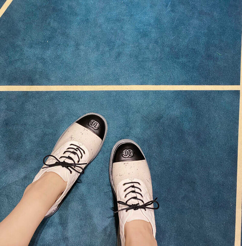 Chanel Calfskin Lace-Ups G37238 White