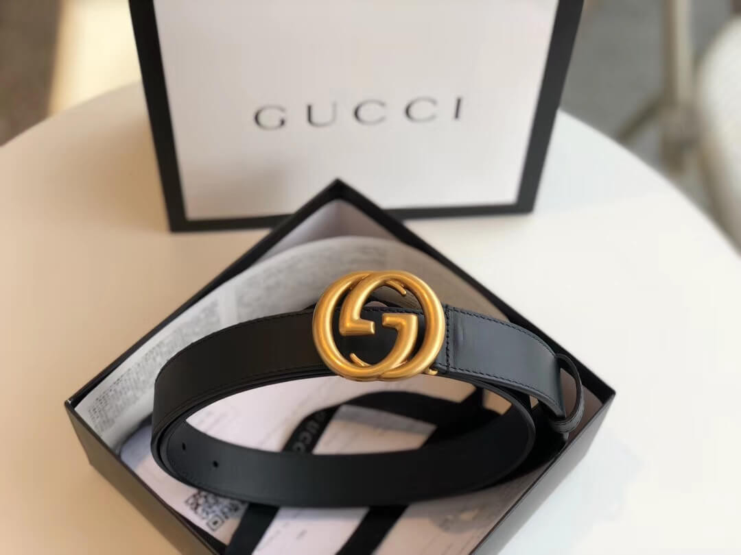 Gucci 30mm Leather Belt With Double G Buckle 414516