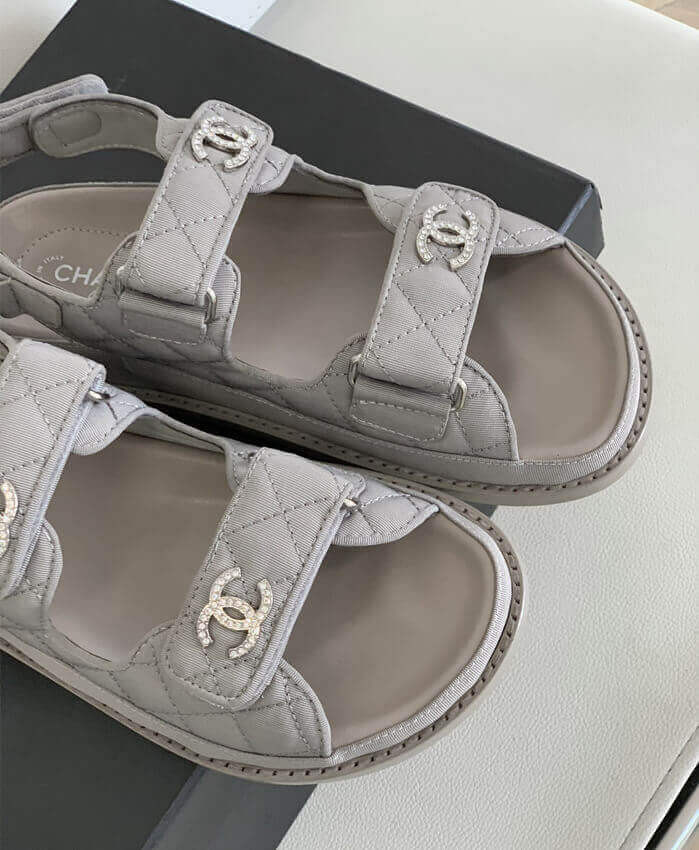 Chanel Crystal CC Velcro Sandals 261154