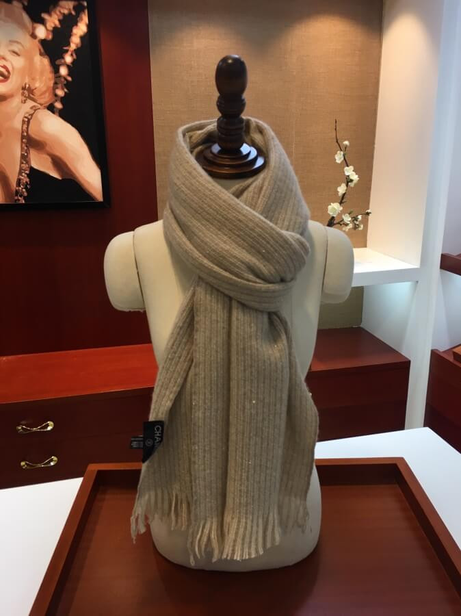 Chanel Cashmere Wool Sequins CC Stole 2512