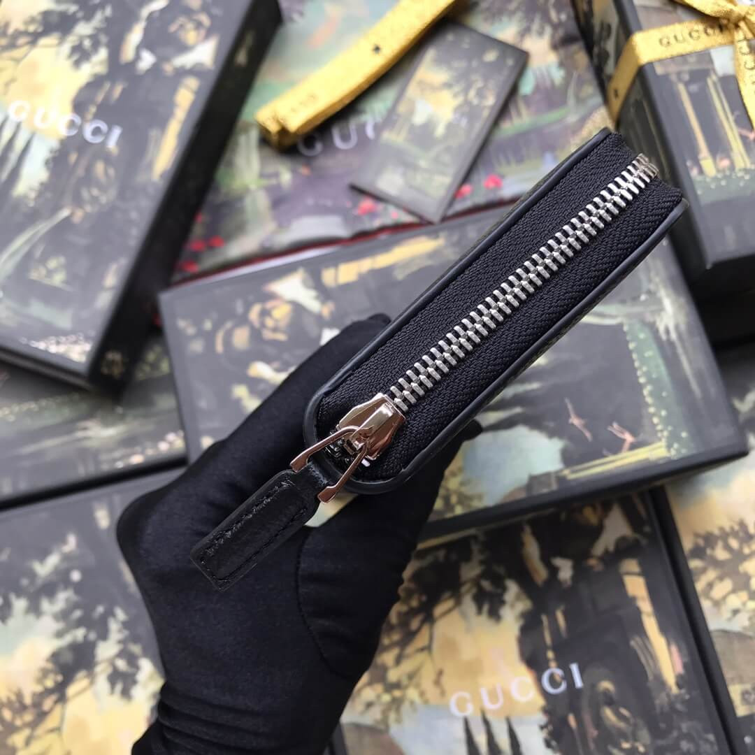 Gucci Leather Zip Around Wallet With Web 435298