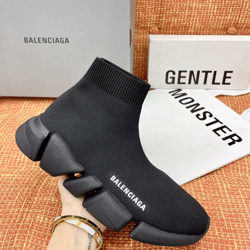 Balenciaga Speed 2.0 Knit Sock Sneakers 617239 Black