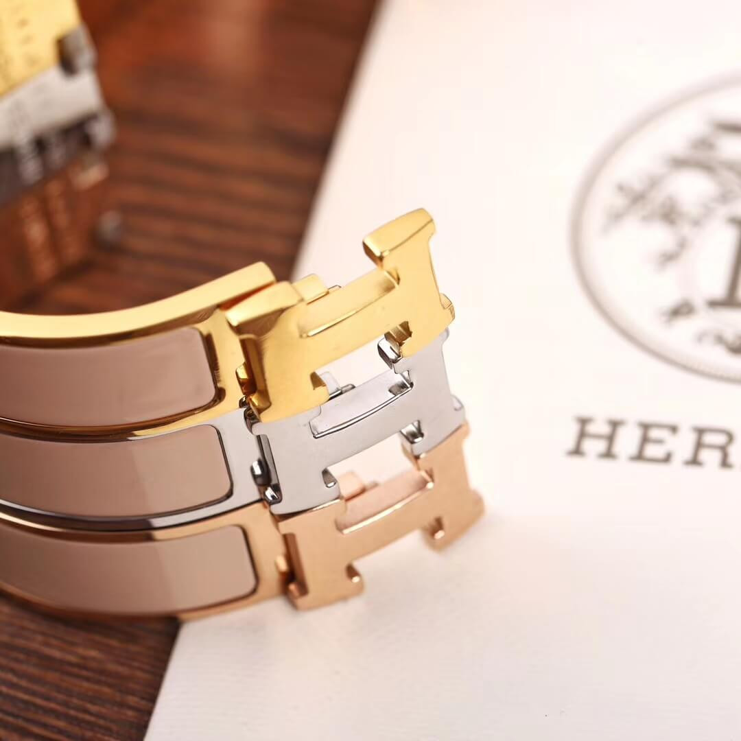 Hermes Narrow Clic H Bracelet Light Pink