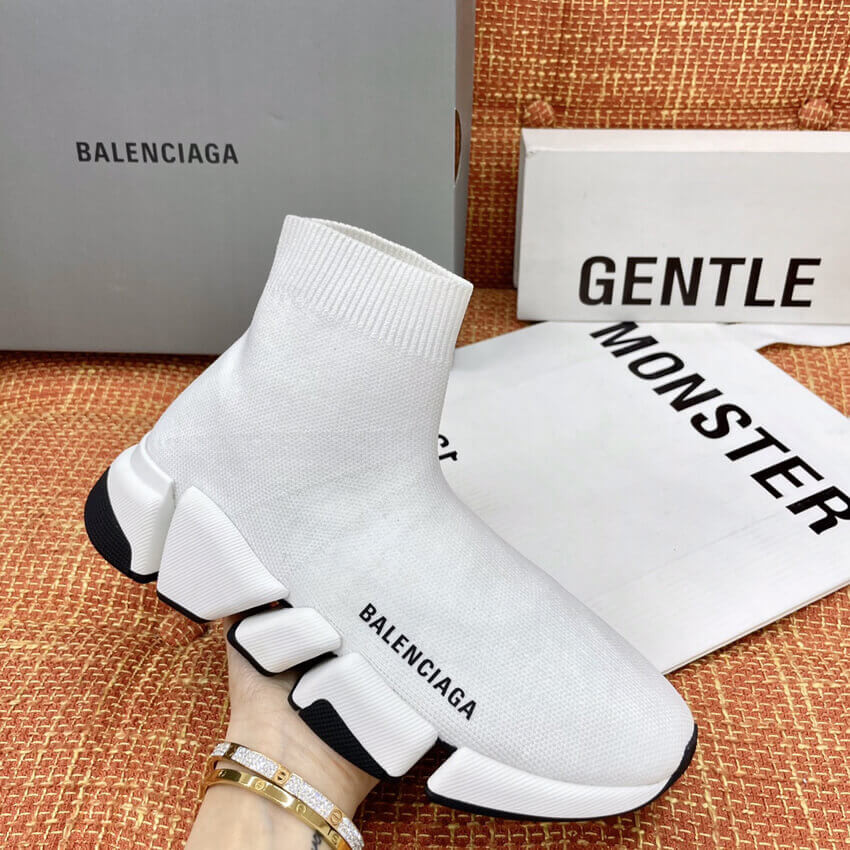Balenciaga Speed 2.0 Knit Sock Sneakers 617239 White