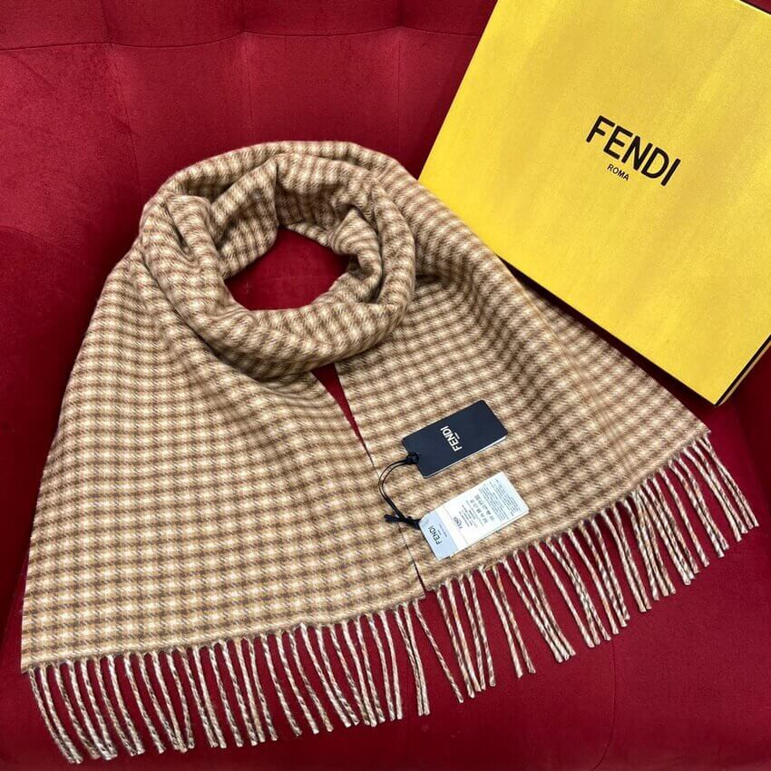 Fendi Cream Wool And Cashmere Scarf FXT334