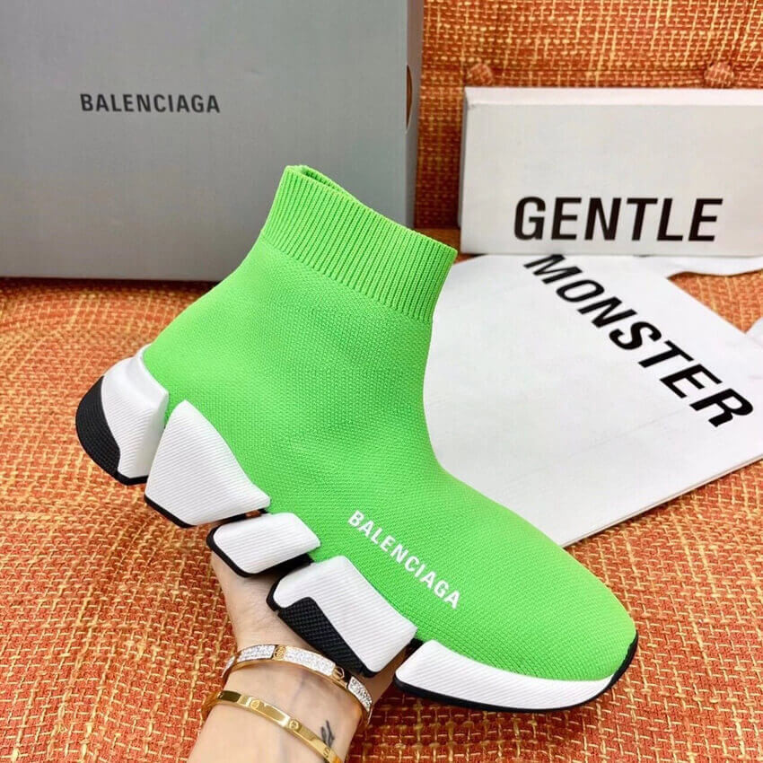 Balenciaga Speed 2.0 Knit Sock Sneakers 617239 Green