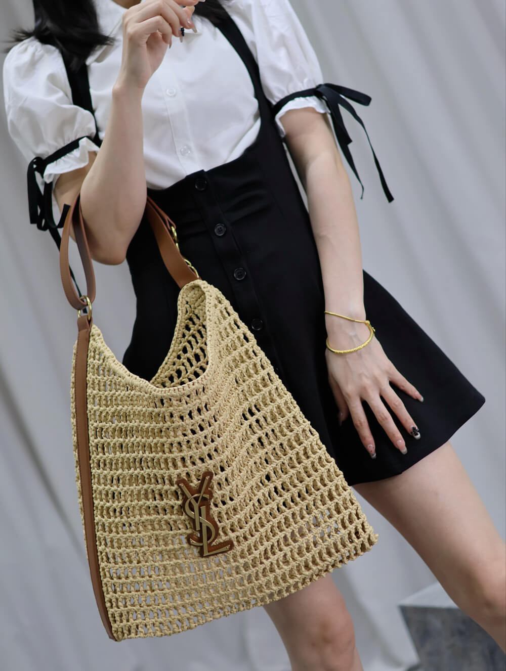 Saint Laurent Oxalis Bag in Raffia Macrame 781289