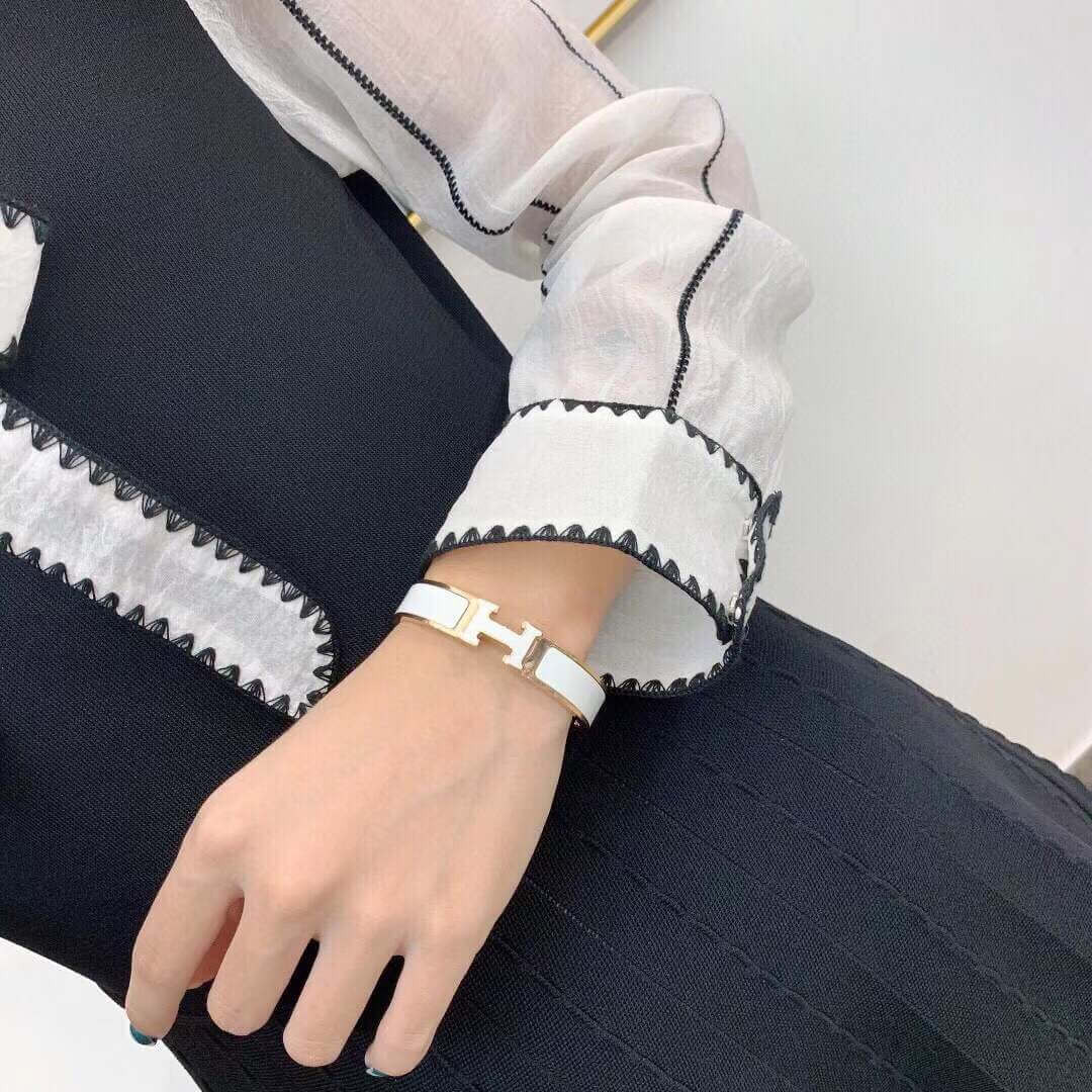 Hermes Narrow Clic Clac H Enamel Bracelet