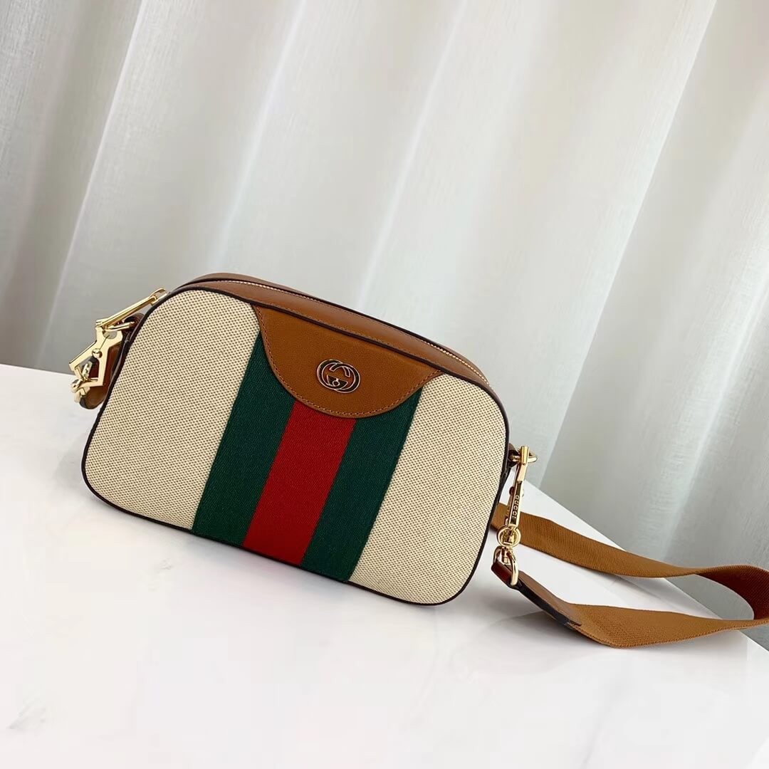 Gucci Vintage Canvas Shoulder Bag 575073 Beige