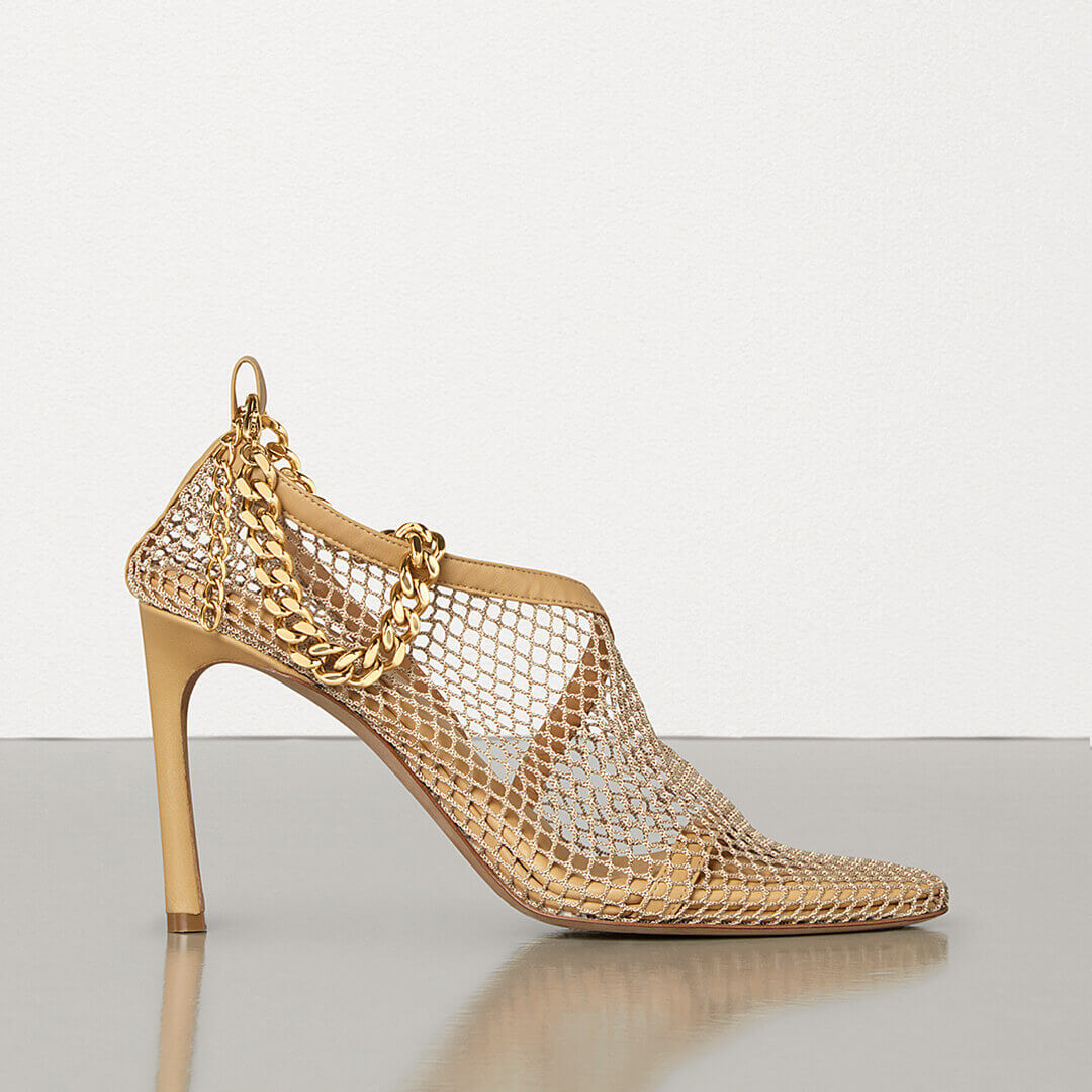 Bottega Veneta Chain-Trimmed 100mm Mesh Sandals 618755